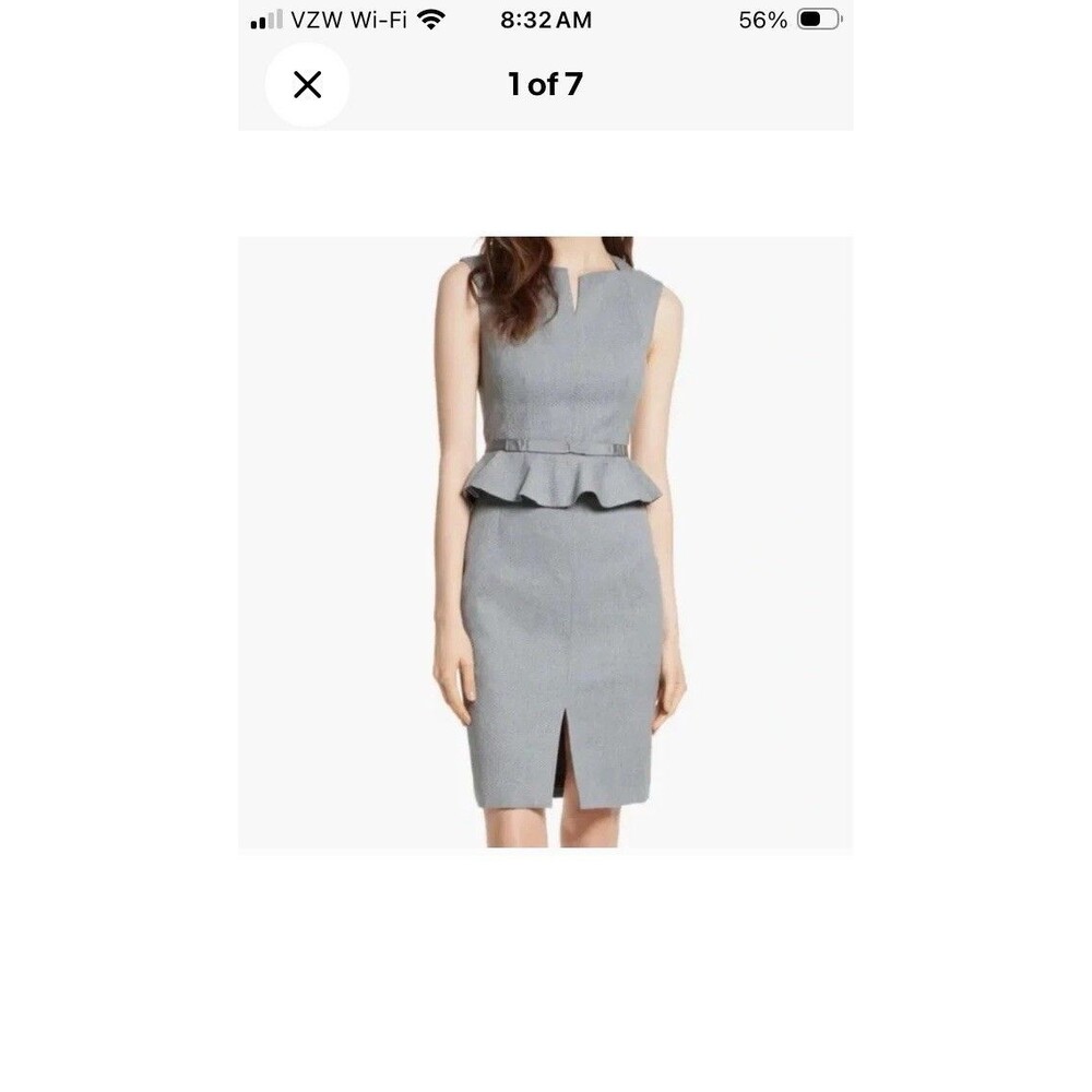 Ted Baker Nadaed Bow Detail Textured Peplum Dress NWT Womens Size 2 Bow